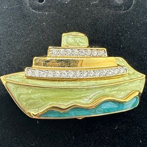 Vintage Swarovski Cruise Boat Ship Pin Brooch